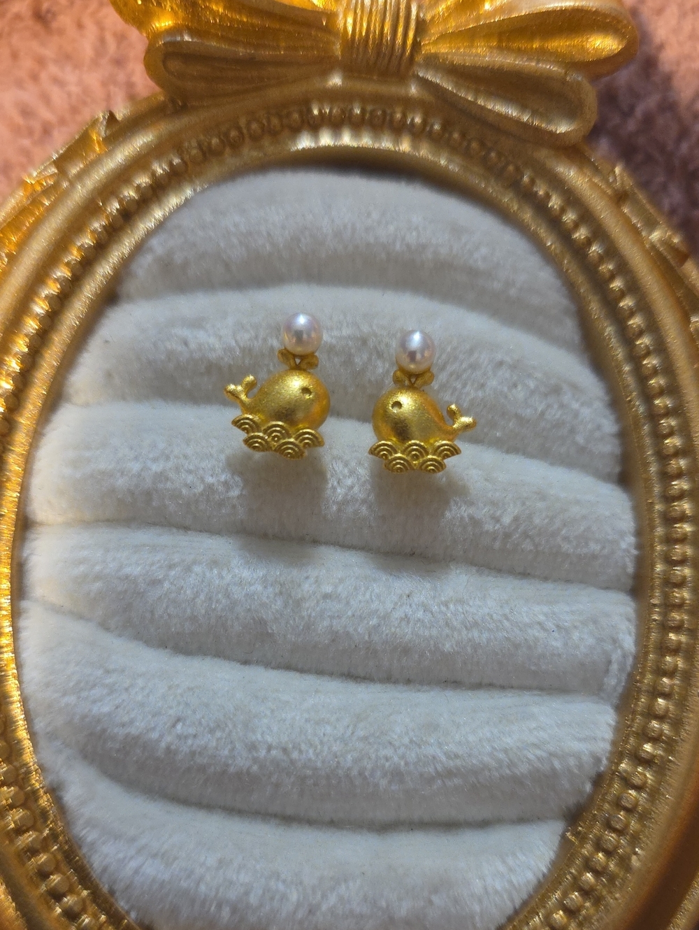 Gold Whale Pearl Stud Earrings - Women Jewelry